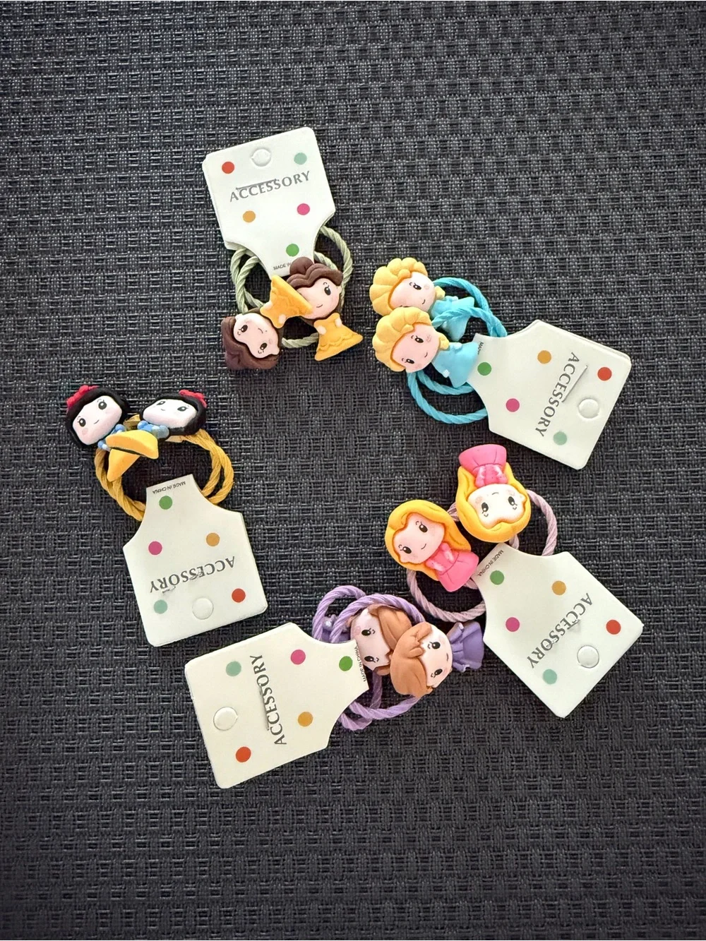 NWT Girls Cute Disney Princess Hair Ties - Assorted characters